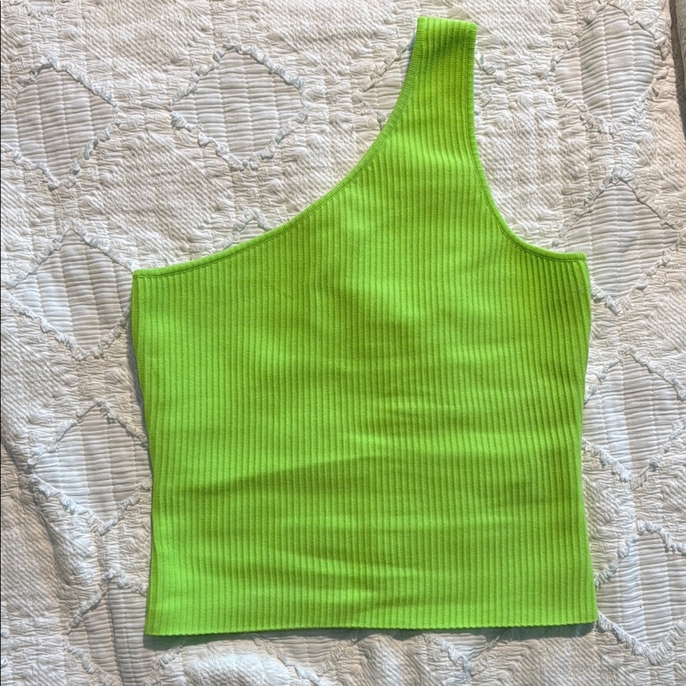 Sincerely Jules Vibrant Green One-Shoulder Tank Top